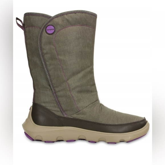 CROCS Shoes - CROCS Duet Busy Day Brown and Purple Winter Boots